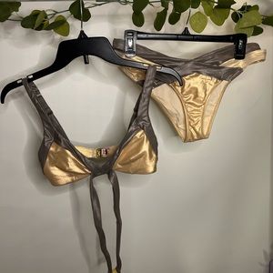 Agent Prvococateur two-piece Mazzy gold metallic bikini